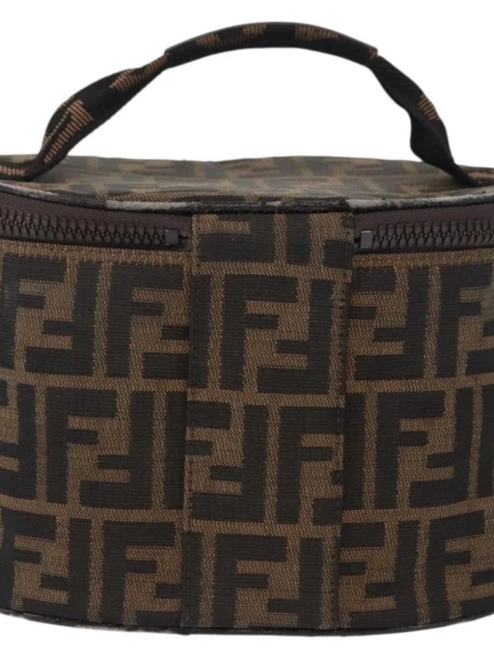 FENDI Zucca Canvas Vanity Pouch Black Brown Silver Auth - Picture 2 of 15